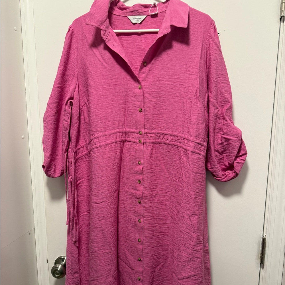NWT Seraphine Size 14 Pink Maternity Shirt Dress